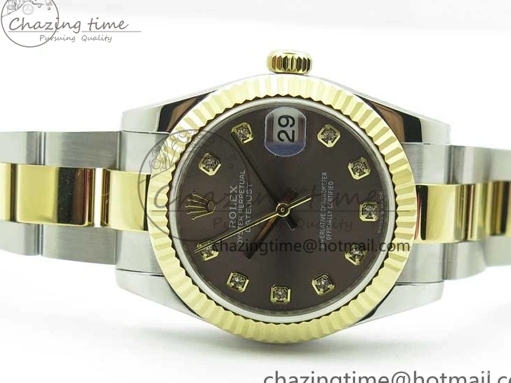 MiroTime 0127 SoftTouch Datejust 31mm 278273 SS YG BP Maker Best Edition Gray Diamonds Dial on SS YG Oyster Bracelet 2715